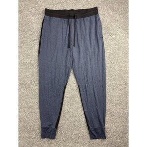 Tommy John Pants Mens Medium Blue Black Jogger Lounge Drawstring Cuffed Soft